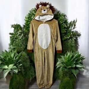 Kids Lion Costume onesie pajamas Brown and White